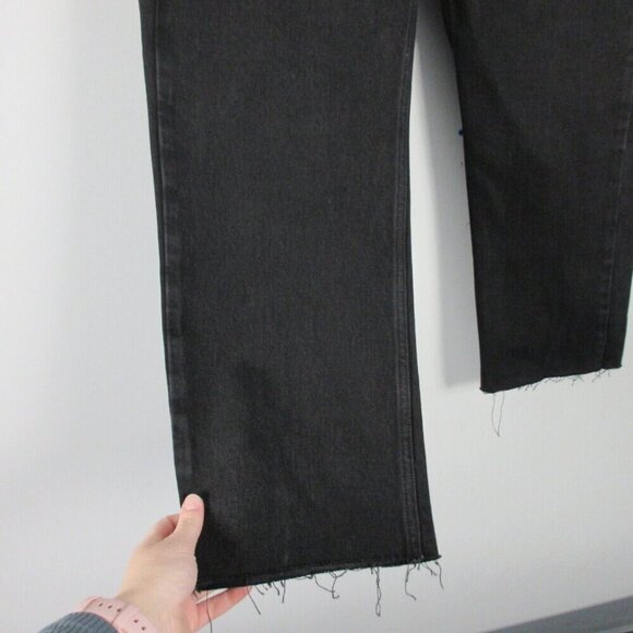 Raey Raw Hem Straight Leg Jeans Women's 30 Black Denim Button Fly Organic 760 - Picture 3 of 12